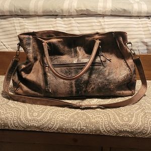 BedStu Bed Stu Rockaway Lux Bag Black Tan Distressed Excellent